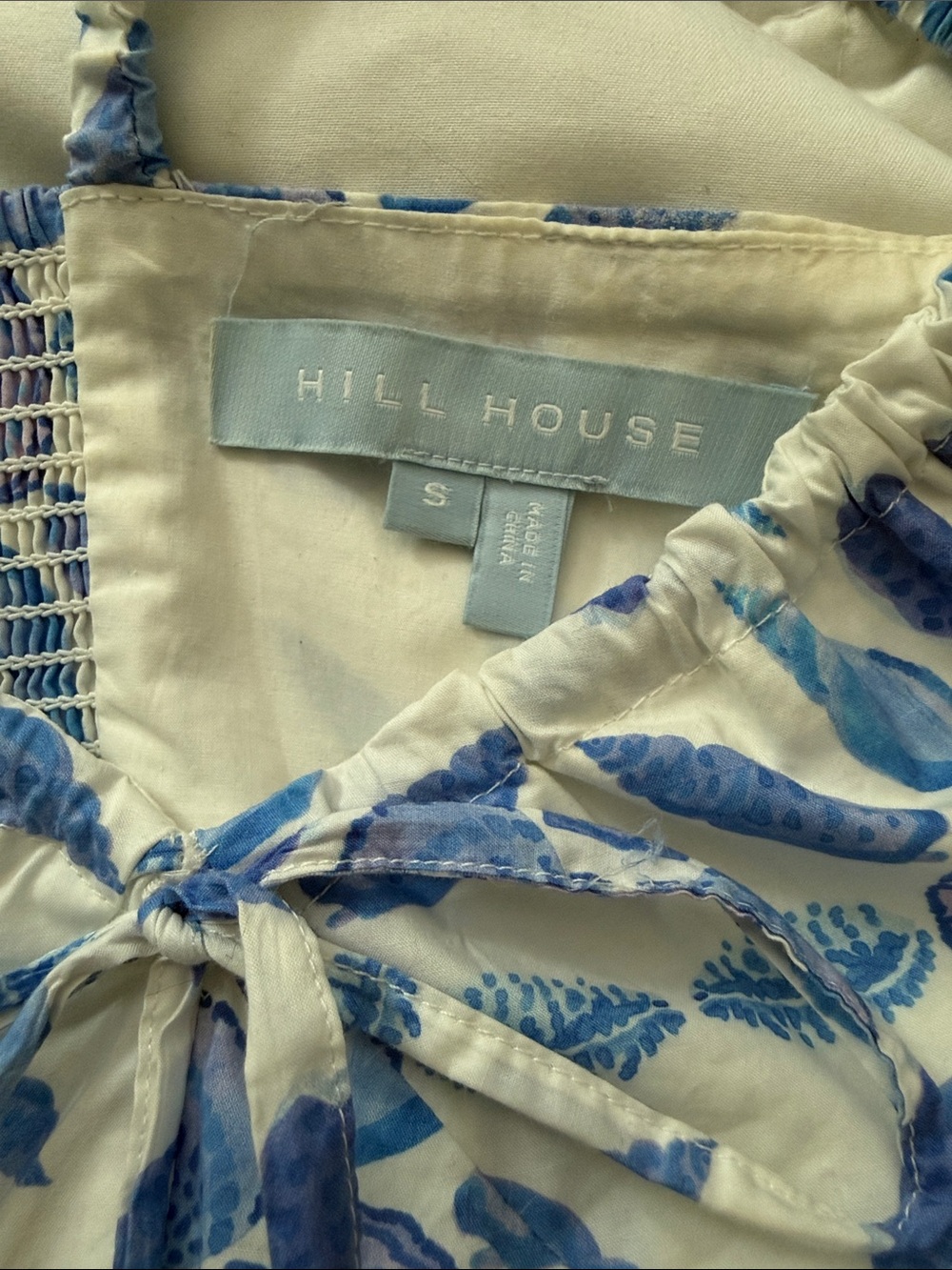 Hill House Juliana Blue Shell Mosaic Tie-Front Dress - Picture 3 of 5